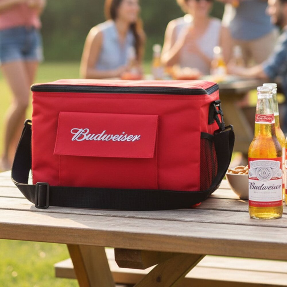 Budweiser Soft Insulated Beer Cooler Bag Picnic Summer Travel Tailgate Red Black